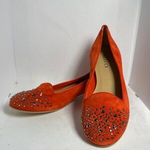 Sesto Meucci Orange Suede Studded Flats